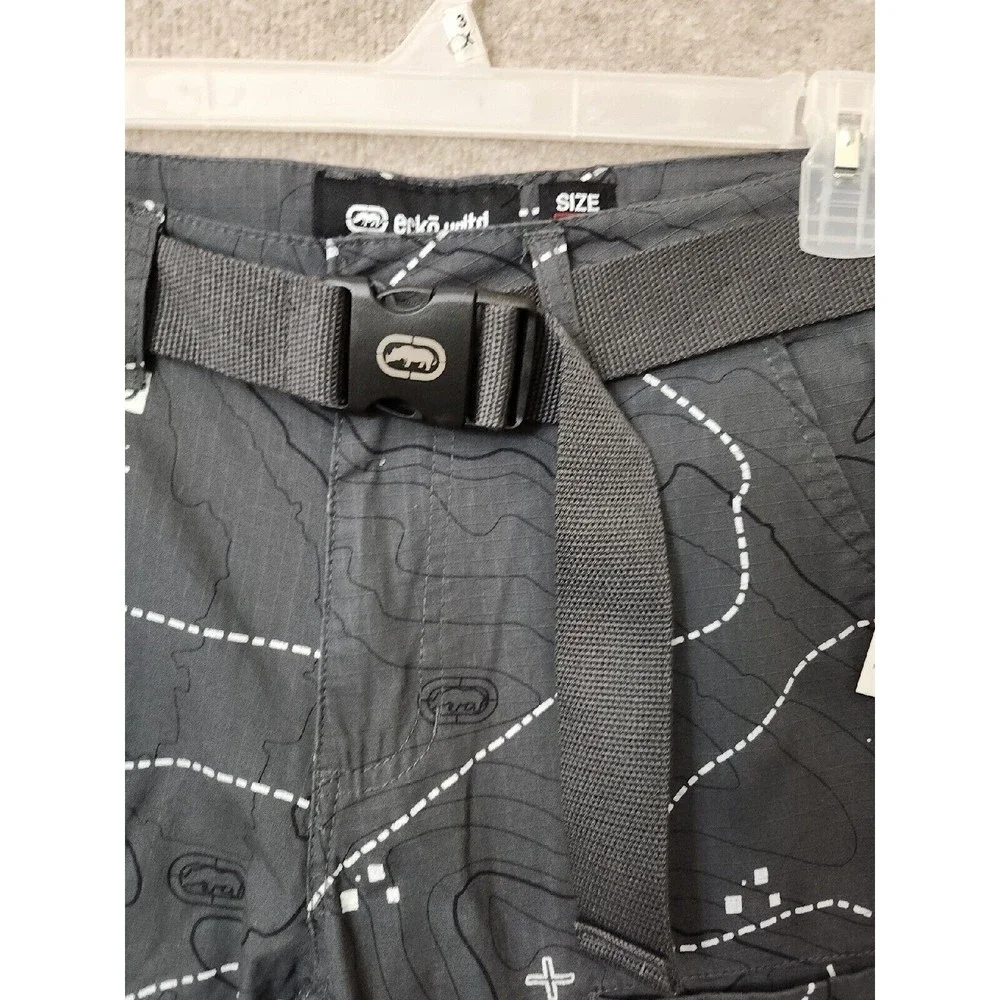 Ecko Unltd Belted Cargo Shorts Mens 30 Gray Ripstop NEW